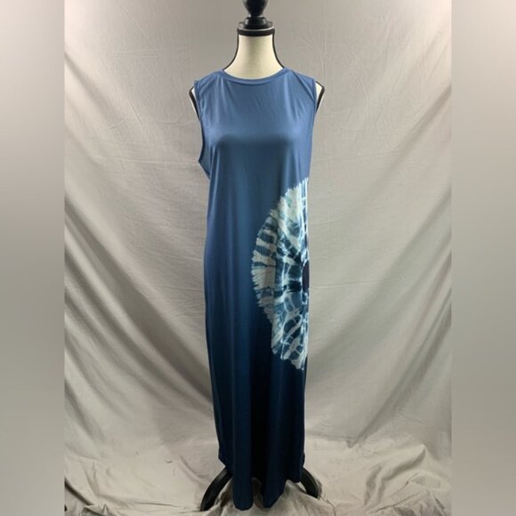 Blue Tie Dye Sleeveless Dress - Picture 5 of 8